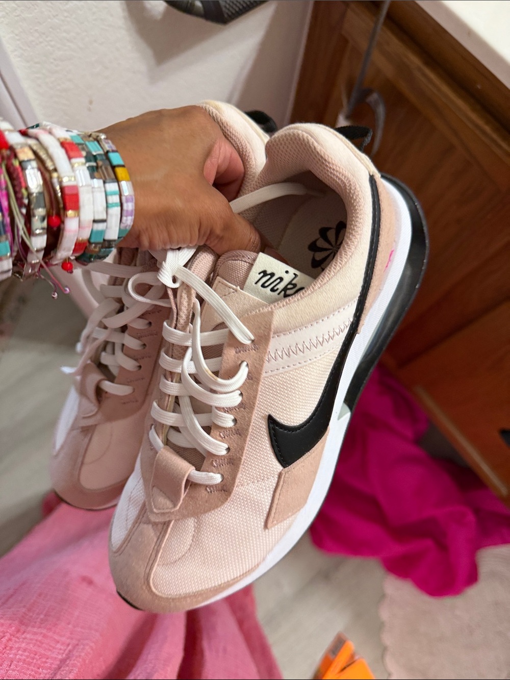 Nike Women's Beige and Black Retro Runner Sneaker - Picture 5 of 7